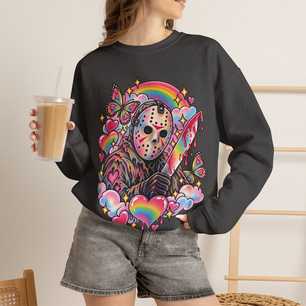 Jason Mask Rainbow Horror Crewneck Sweatshirt