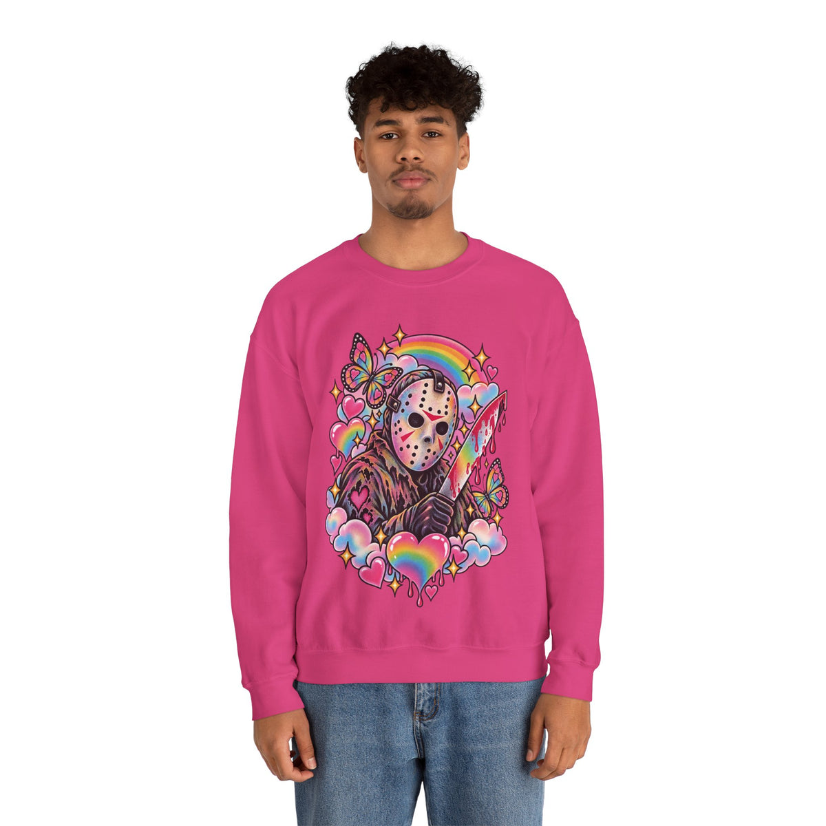 Jason Mask Rainbow Horror Crewneck Sweatshirt
