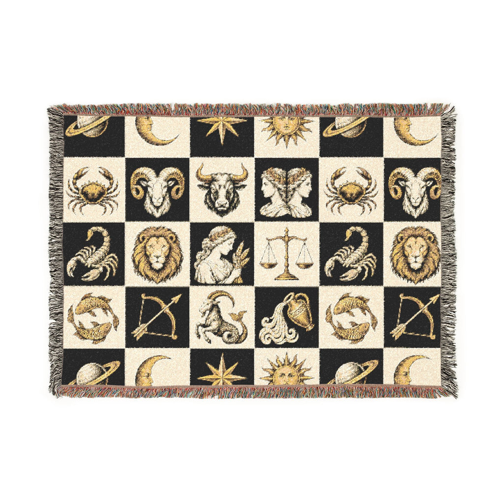 Zodiac Checkerboard Woven Blanket Printify