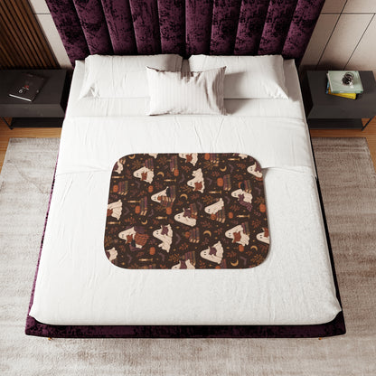 Autumn Ghosts & Books Sherpa Blanket