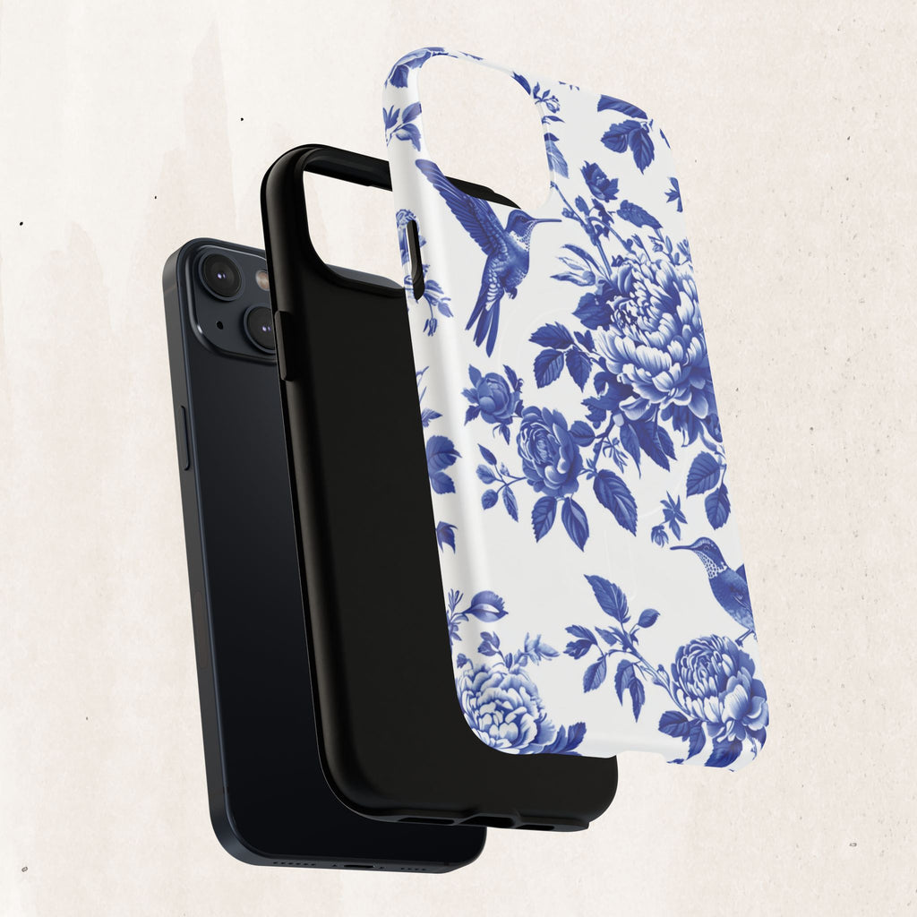 Blue Floral Bird Tough Magnetic Phone Case