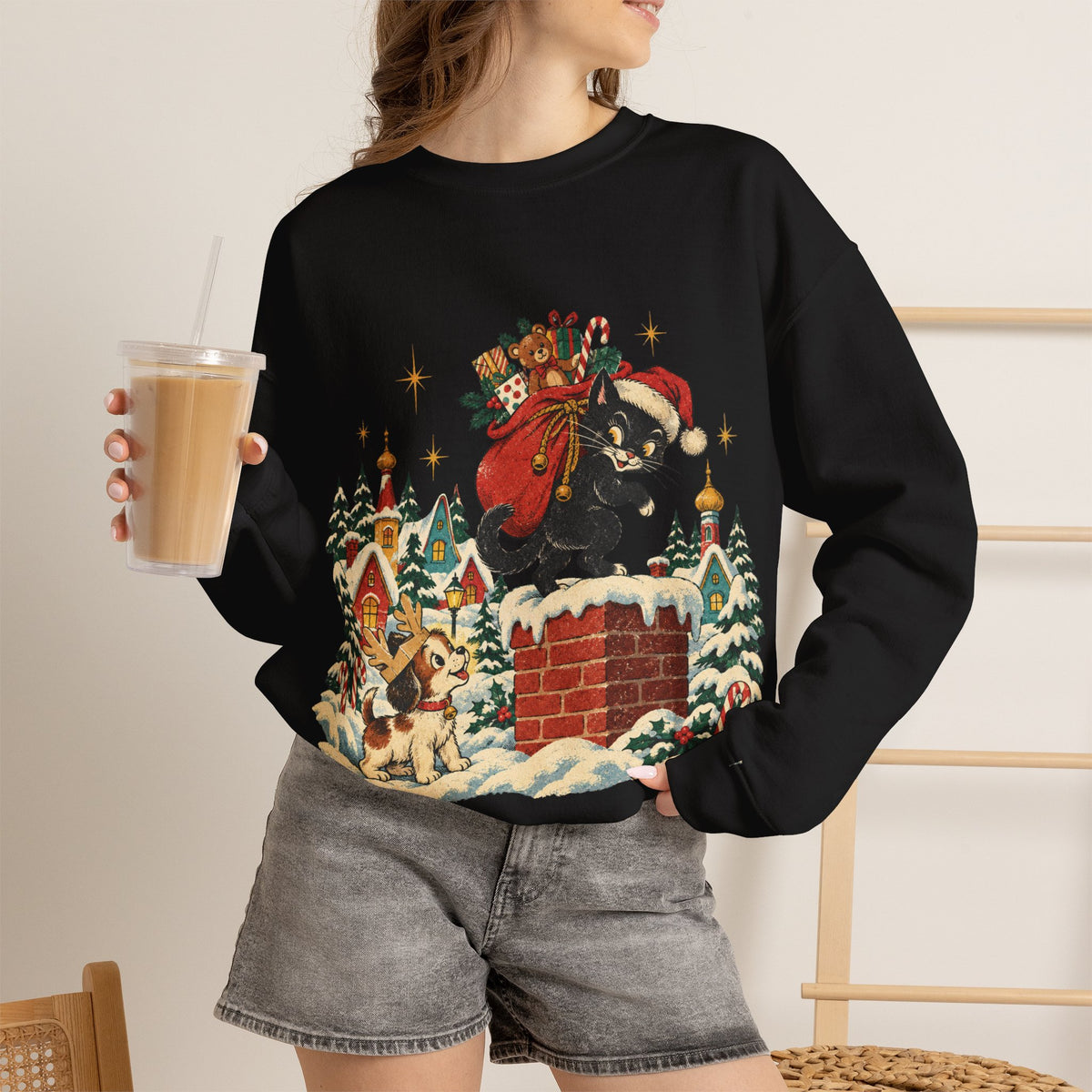 Christmas Santa Bear Sweatshirt, Woodland Bear Christmas Crewneck