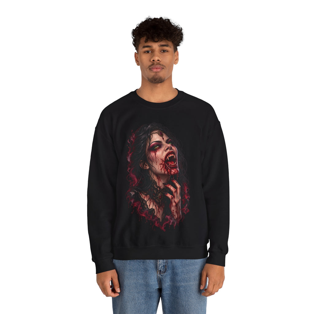 Bloody Horror Vampire Crewneck Sweatshirt Printify