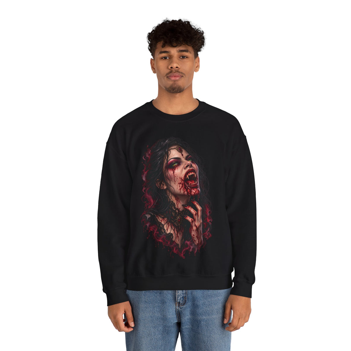Bloody Horror Vampire Crewneck Sweatshirt Printify
