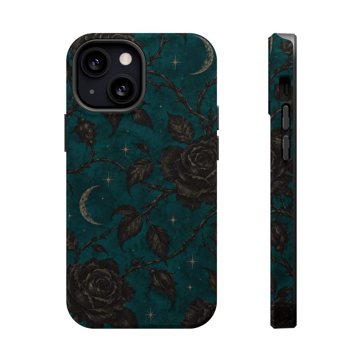 Teal Moon & Black Rose Magnetic Phone Case, alternate view