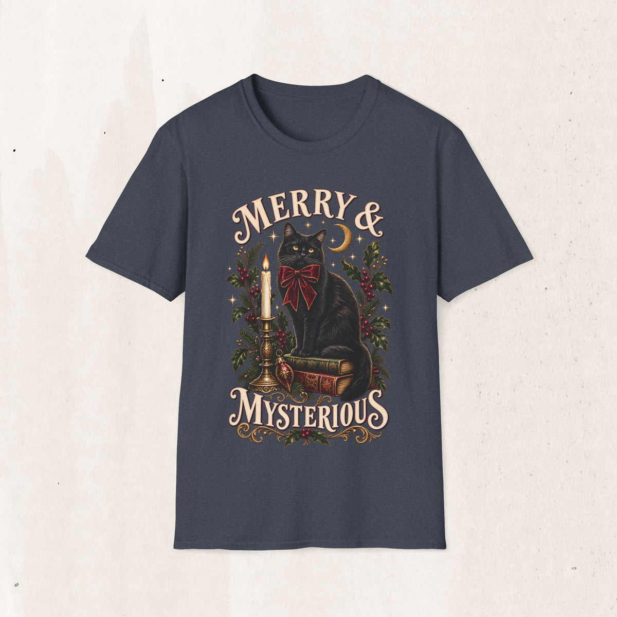 Merry & Mysterious Black Cat Christmas Tee