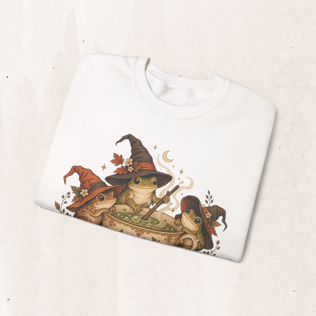 Cozy Witch Frog Tea Crewneck Sweatshirt