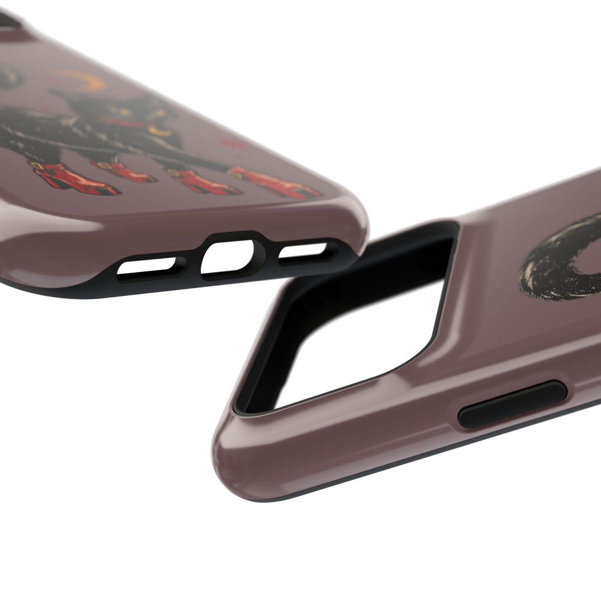 Black Cat in Red Boots MagSafe Phone Case, alternate view