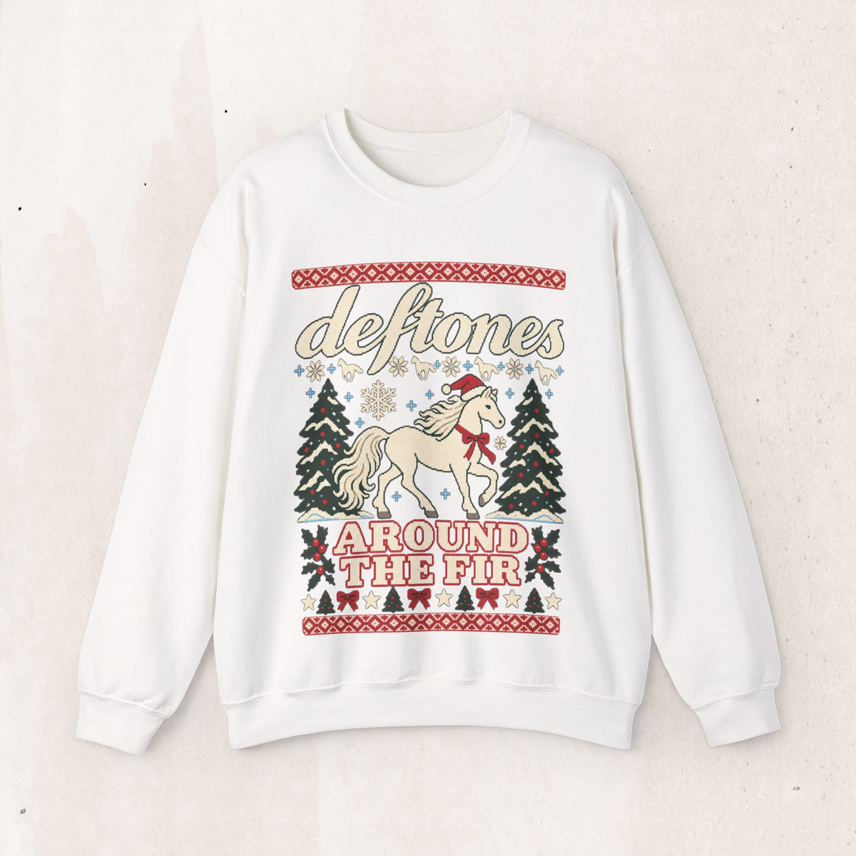 Deftones Around the Fir Christmas Crewneck Sweatshirt – White