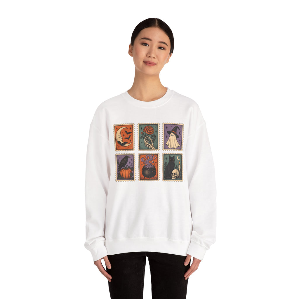 Vintage Spooky Stamp Panel Sweatshirt