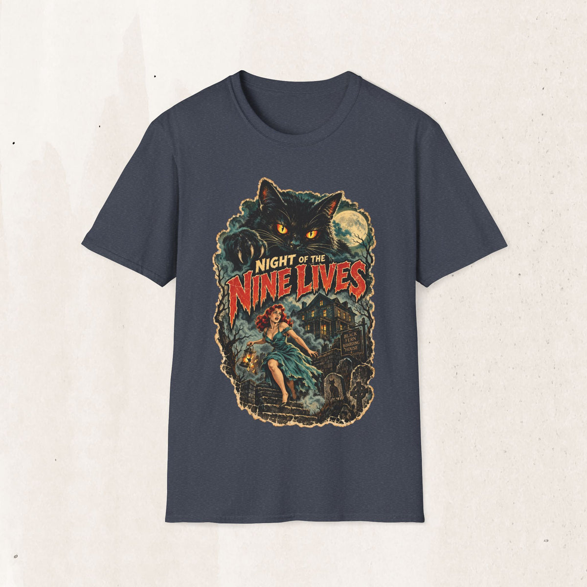 Night of the Nine Lives Cat Graphic T-Shirt