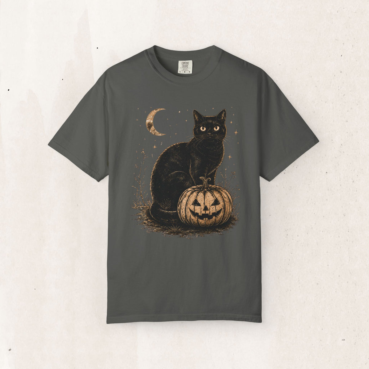 Halloween Black Cat & Pumpkin Tee