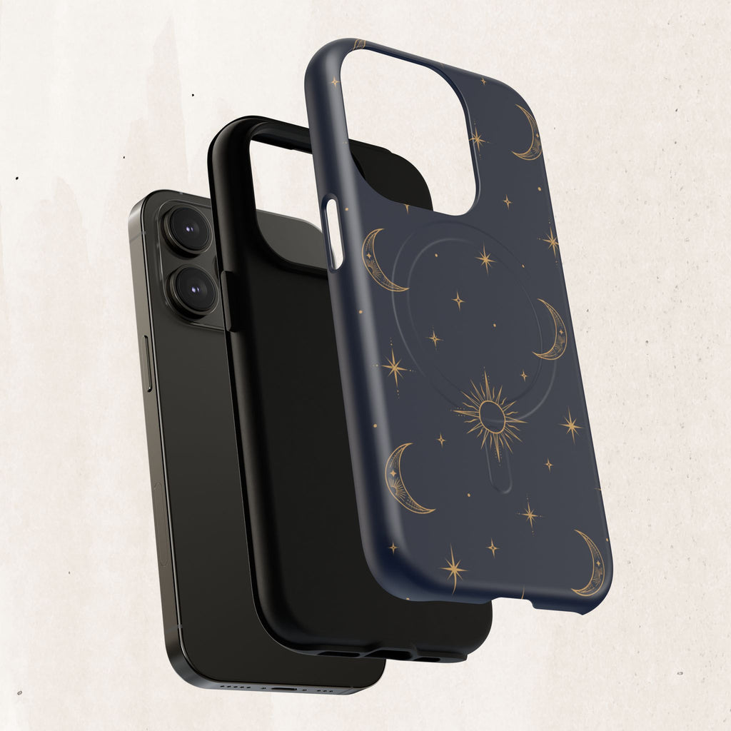 Magnetic Phone Case — Celestial Moon & Stars Tough Protective Cover