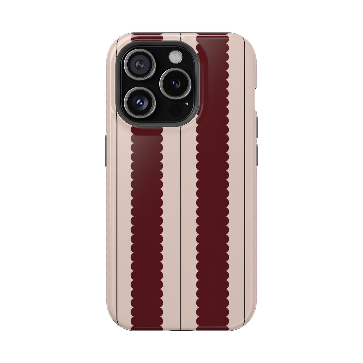 Burgundy Scallop Stripe Magnetic Phone Case, alternate view