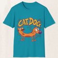 CatDog Graphic Tee – Retro 90s Cartoon Shirt – Tropical Blue