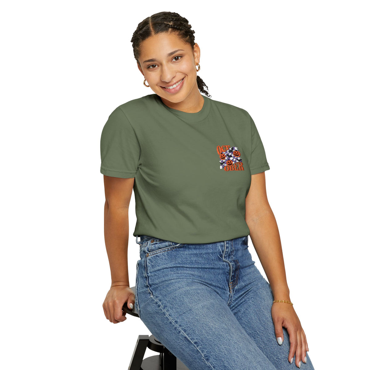 Embroidered Retro "October" Halloween Tee