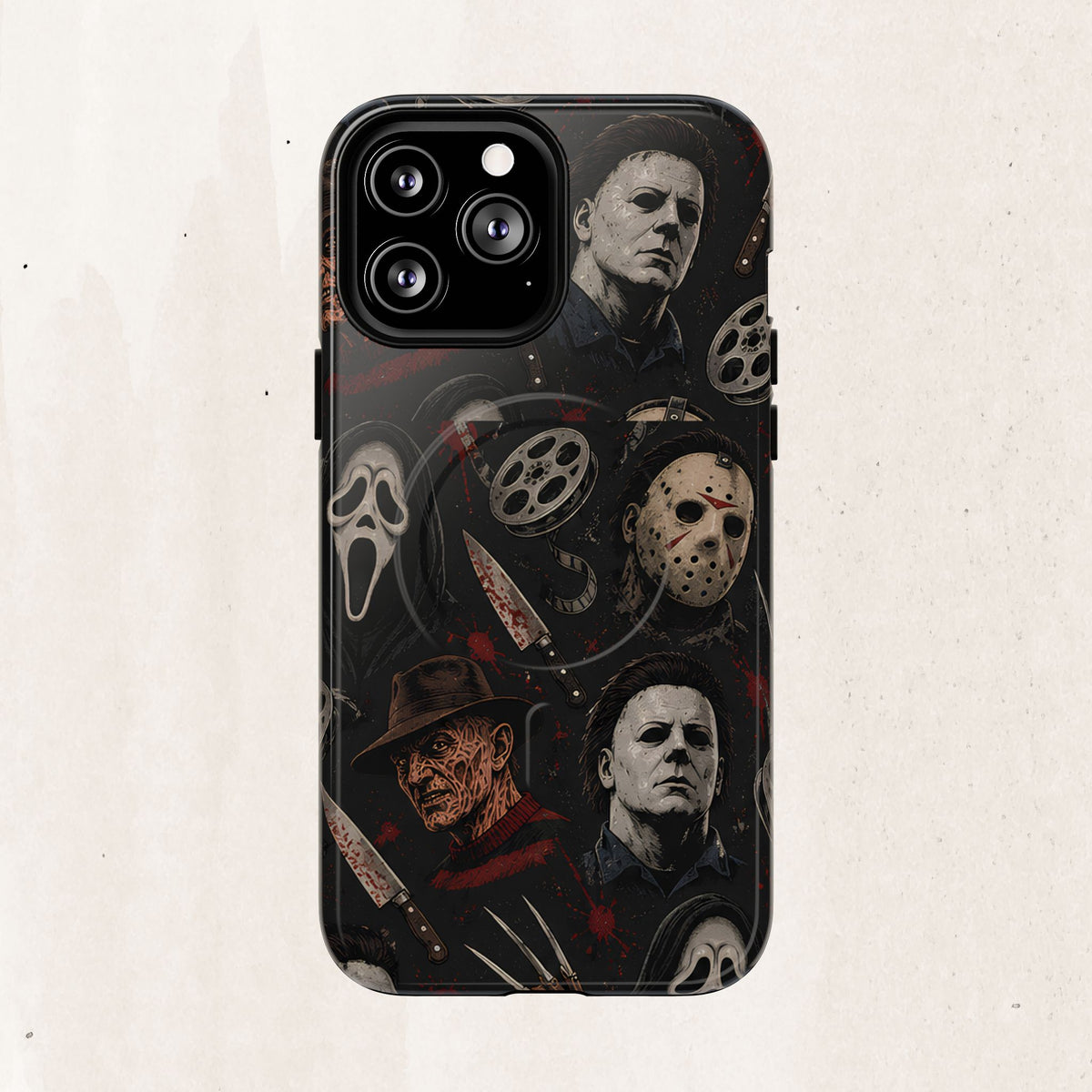 Horror Icons Magnetic Phone Case — Michael Myers, Freddy & Ghost Face Design