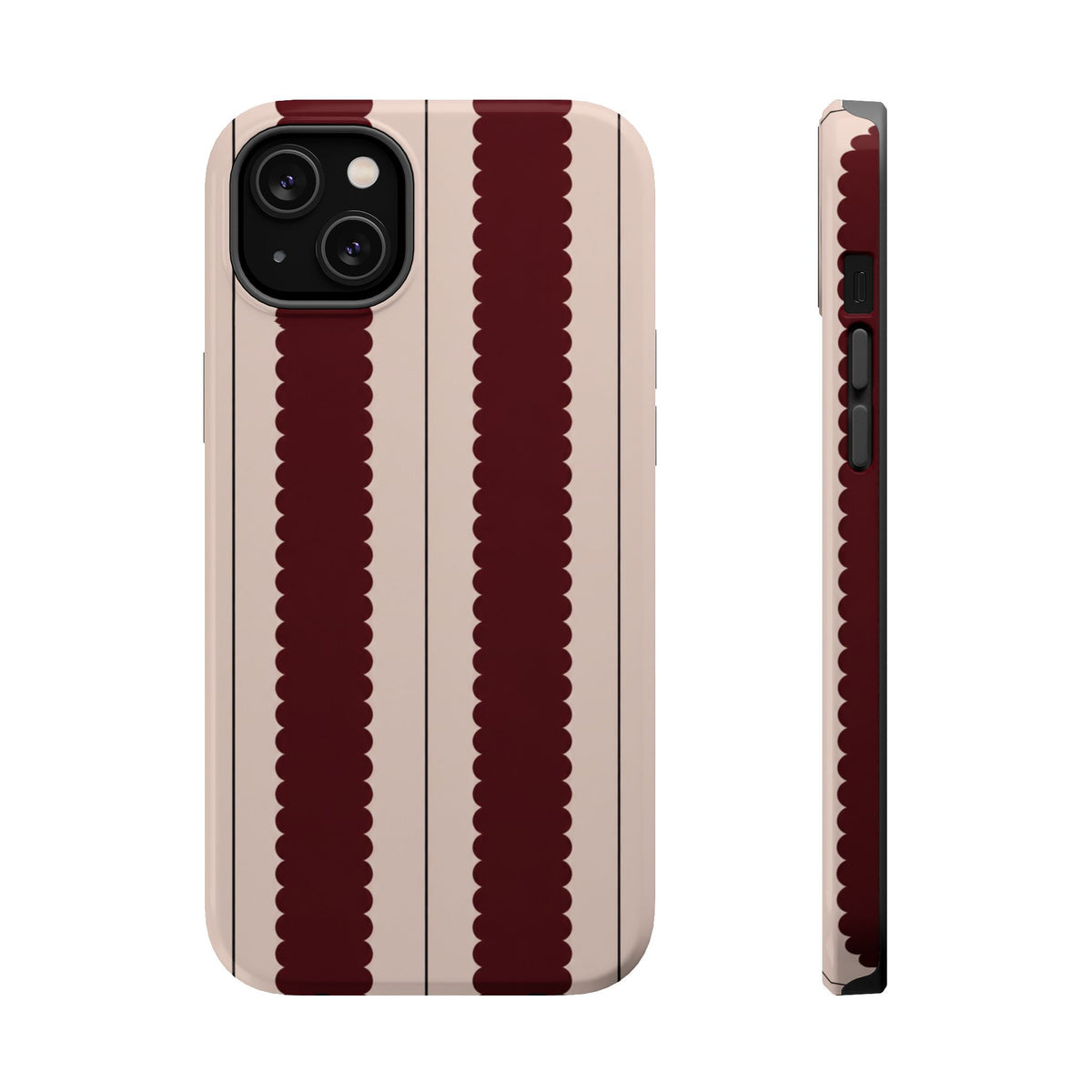 Burgundy Scallop Stripe Magnetic Phone Case, alternate view