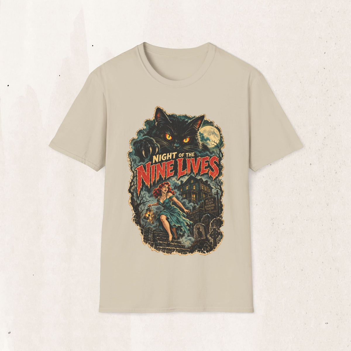 Night of the Nine Lives Cat Graphic T-Shirt