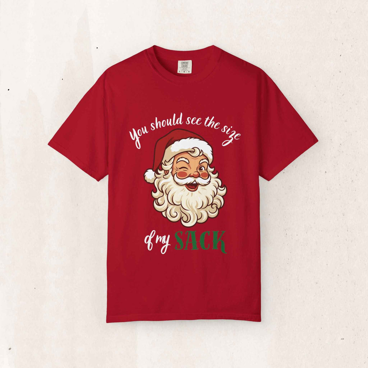 Santa 'You Should See the Size of My Sack' Christmas Tee – Red