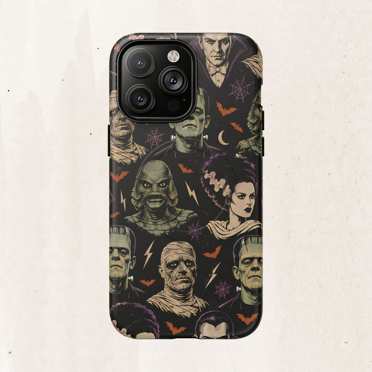 Monster Mash Magnetic Phone Case — Retro Classic Horror Collage