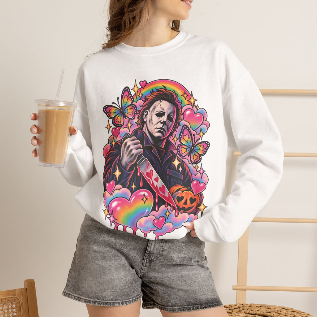 Colorful Michael Myers Horror Heart Crewneck