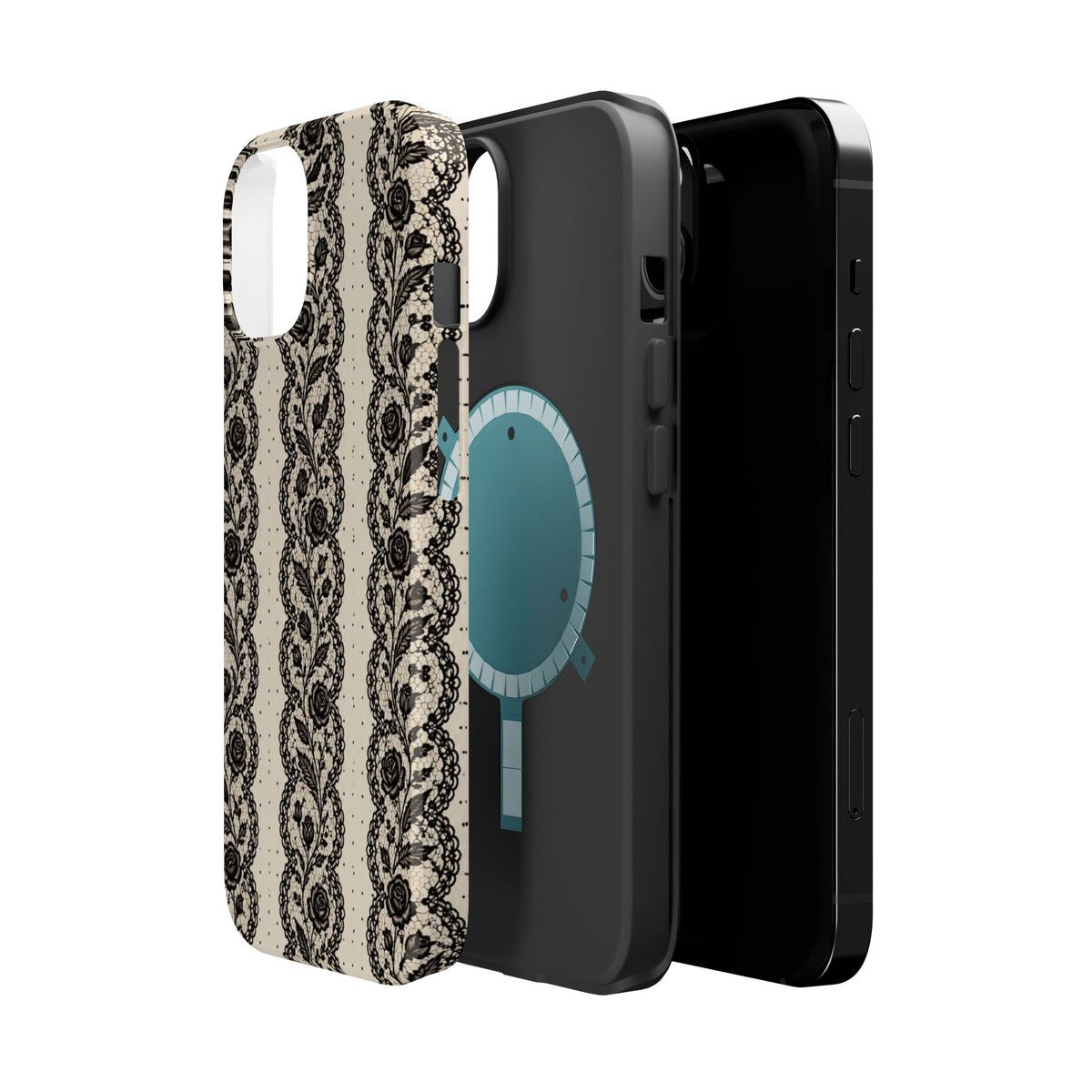 Lace Stripes Magnetic Phone Case, alternate view
