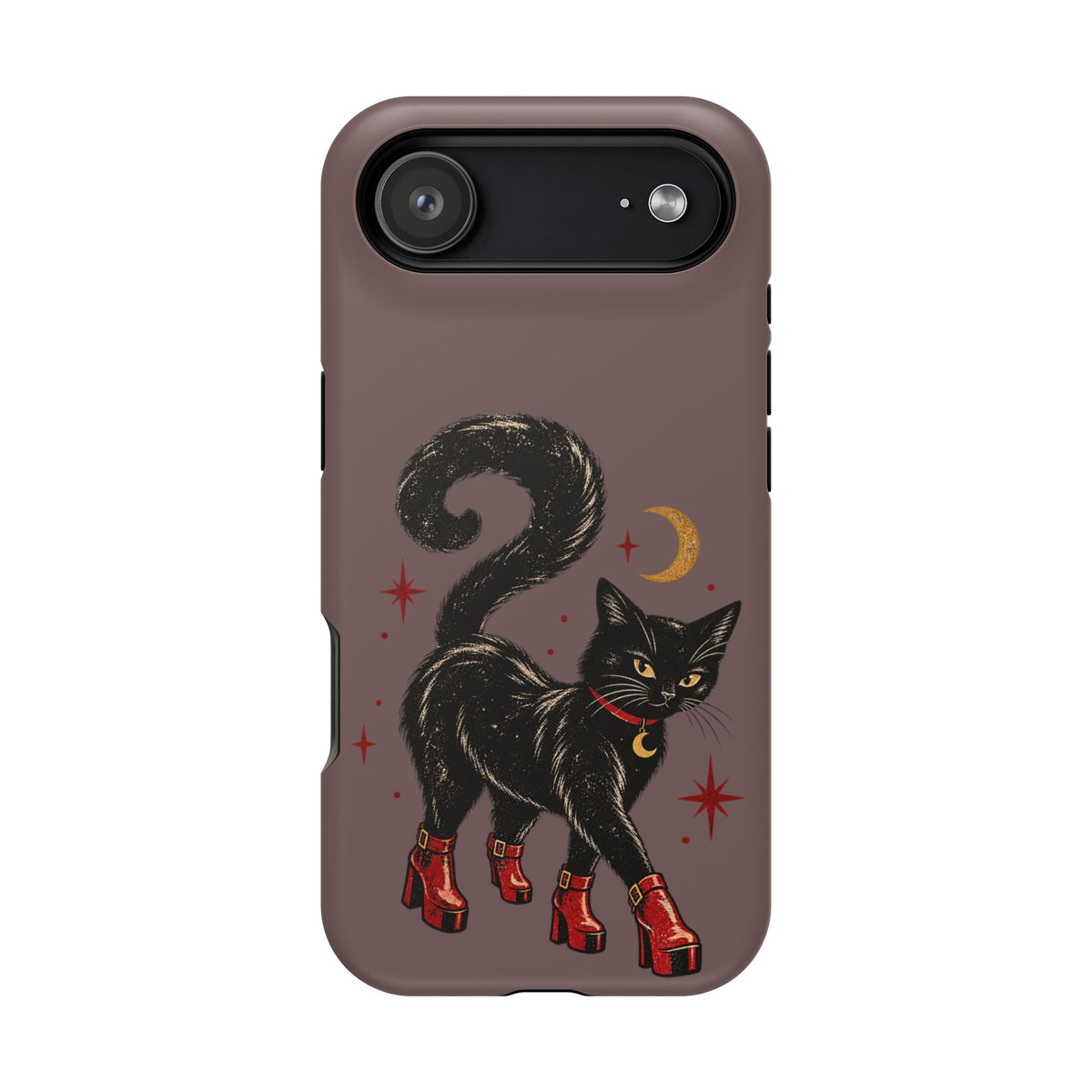 Black Cat in Red Boots MagSafe Phone Case, alternate view