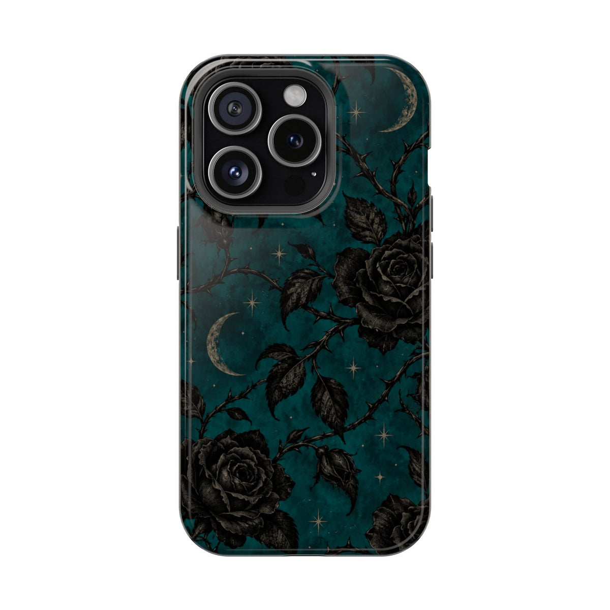 Teal Moon & Black Rose Magnetic Phone Case, alternate view