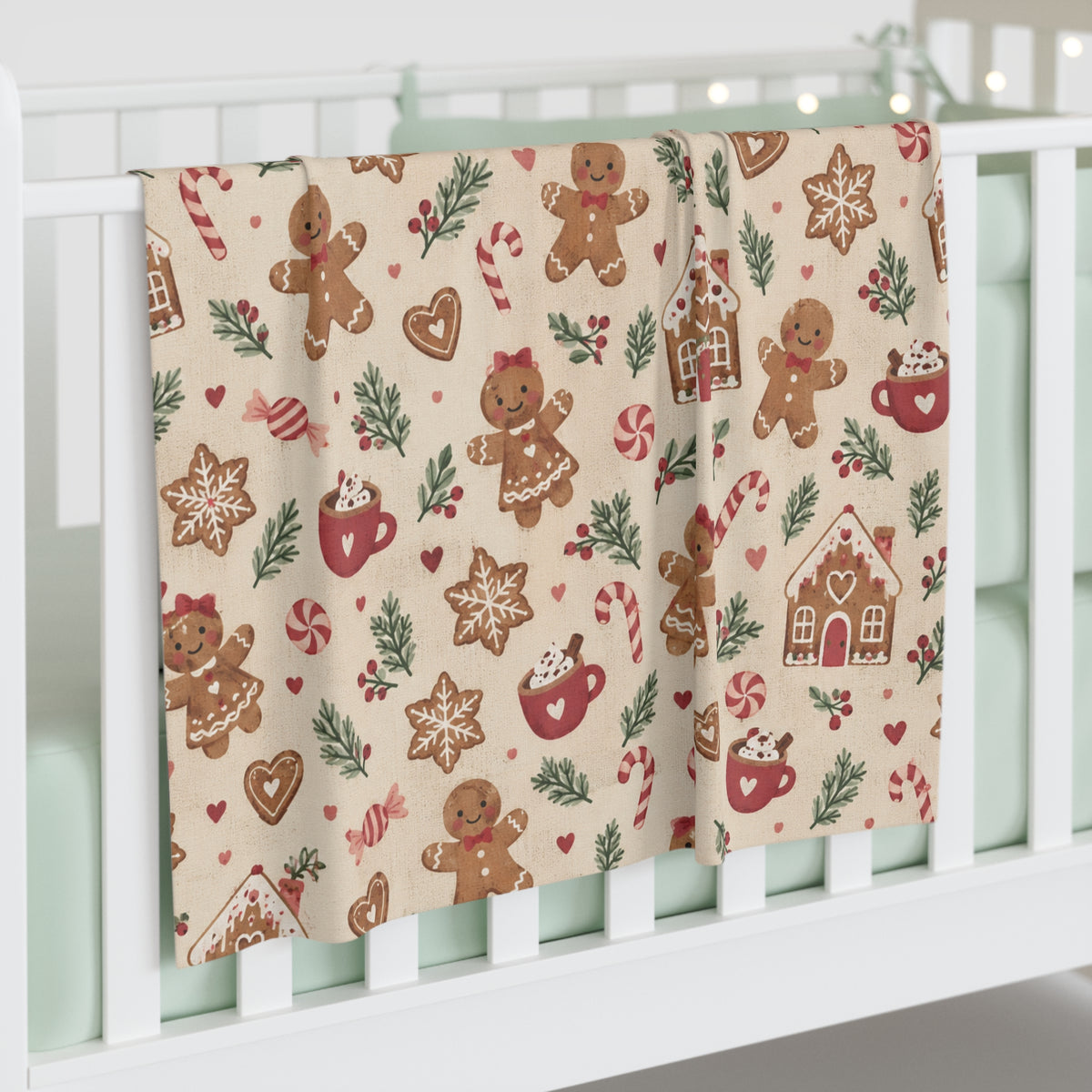 Gingerbread Christmas Baby Swaddle Blanket — Holiday Newborn Wrap