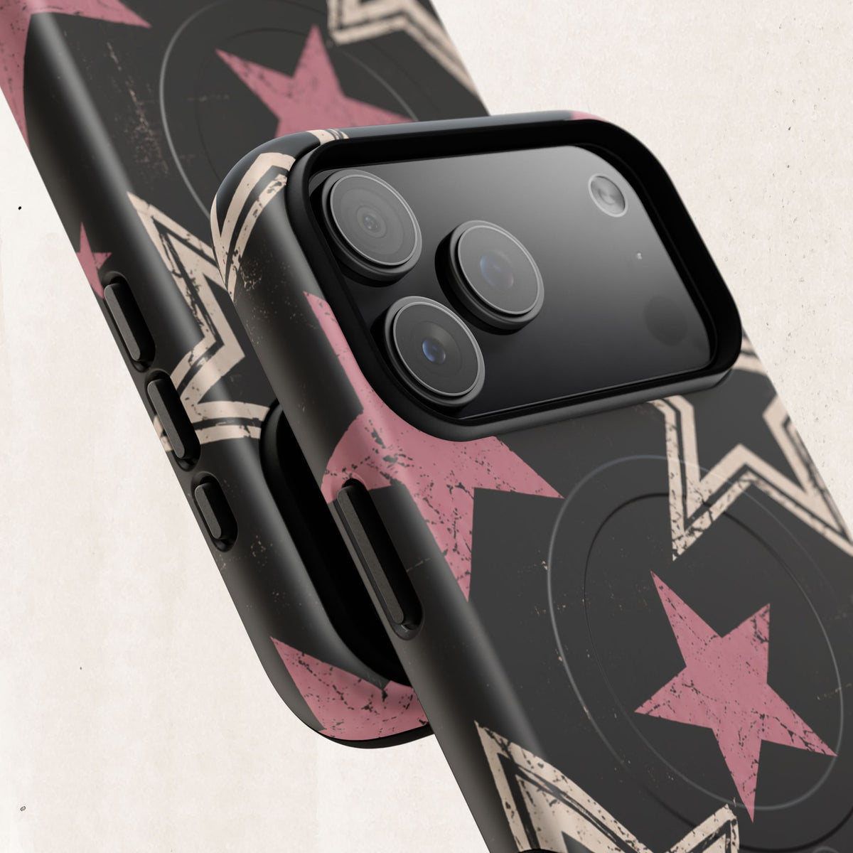 Magnetic Phone Case — Pink Retro Stars Tough Protective Cover Printify
