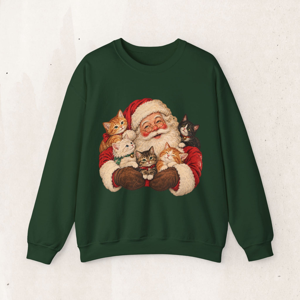 Santa and cats Christmas crewneck sweatshirt