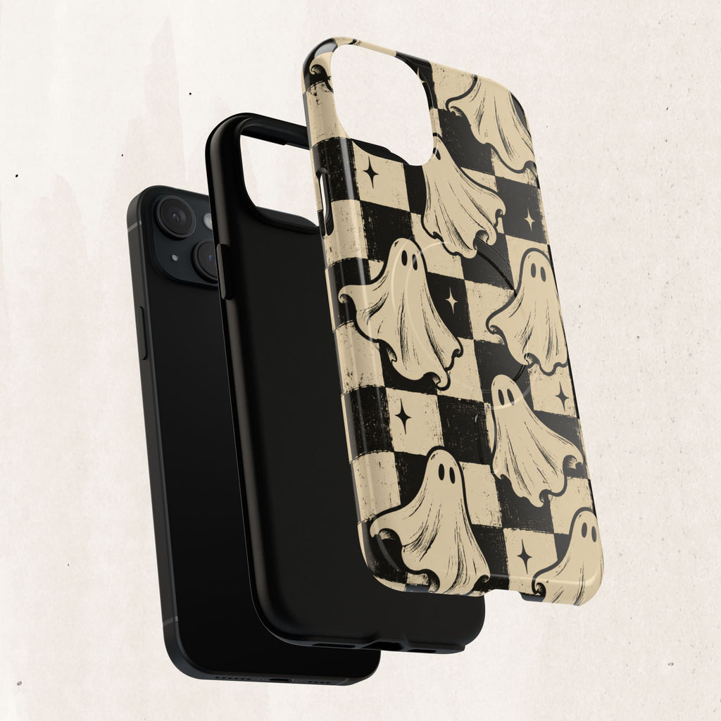 Ghost Checker Tough Magnetic Phone Case — Retro Spooky iPhone Cover Printify