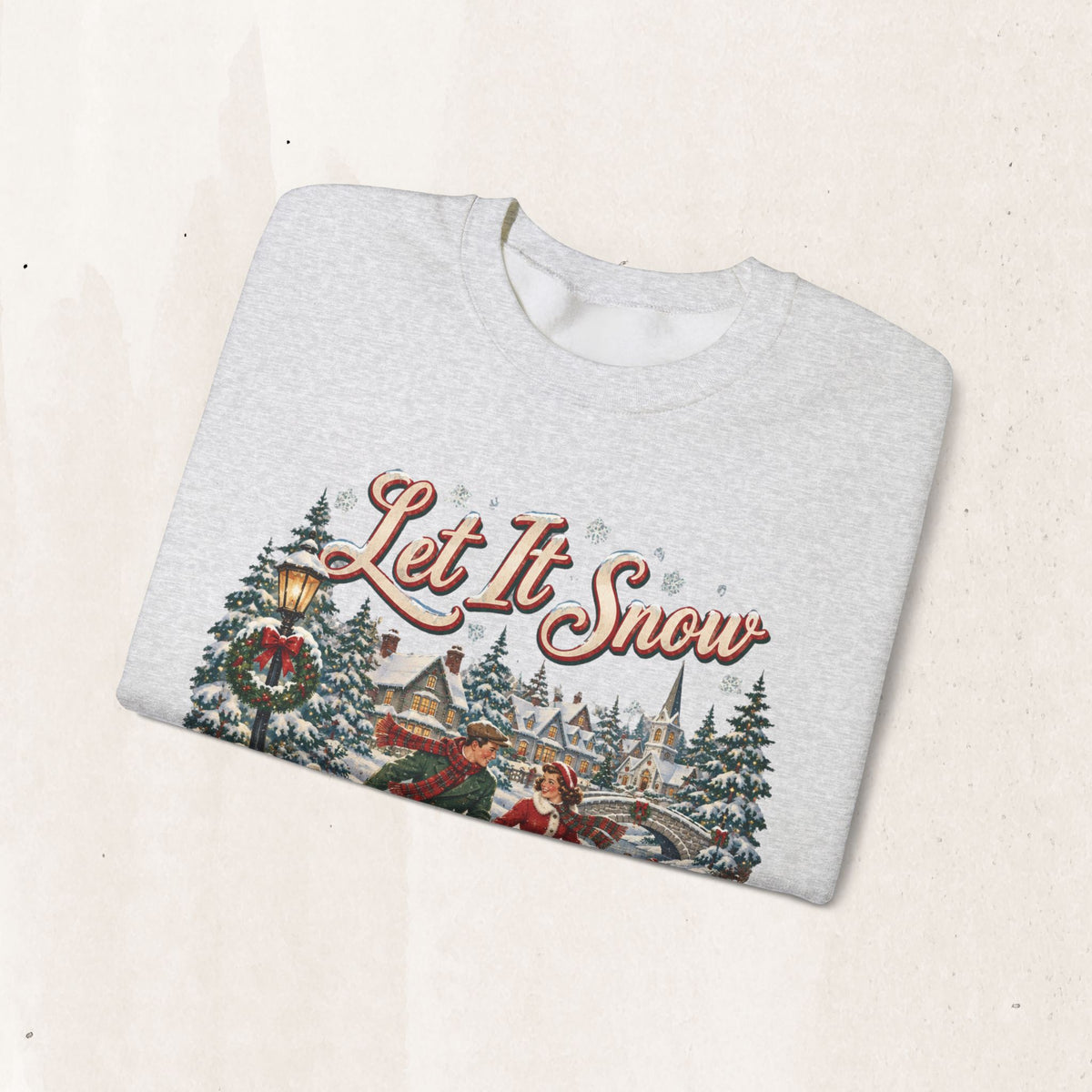 Let It Snow Christmas Sweatshirt, Winter Wonderland Ice Skating Crewneck