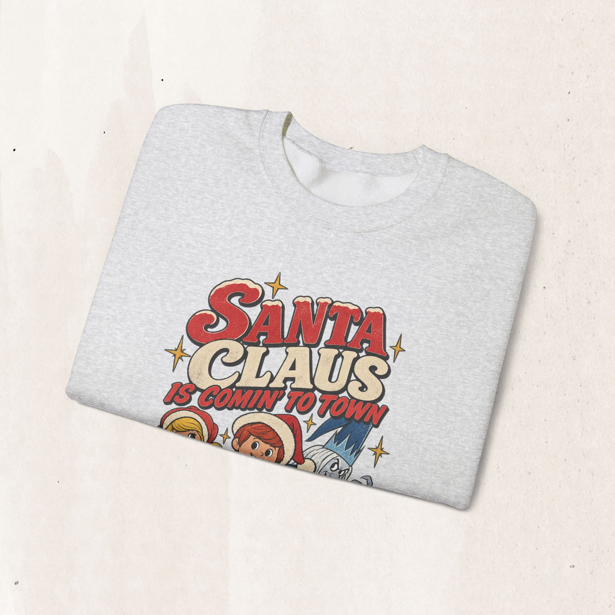 Santa Claus Is Comin' to Town Christmas Crewneck Sweatshirt Printify
