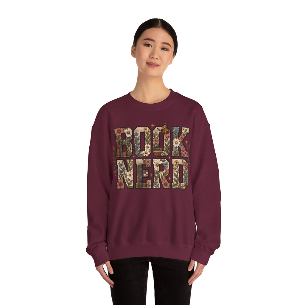 Floral Book Nerd Crewneck Sweatshirt