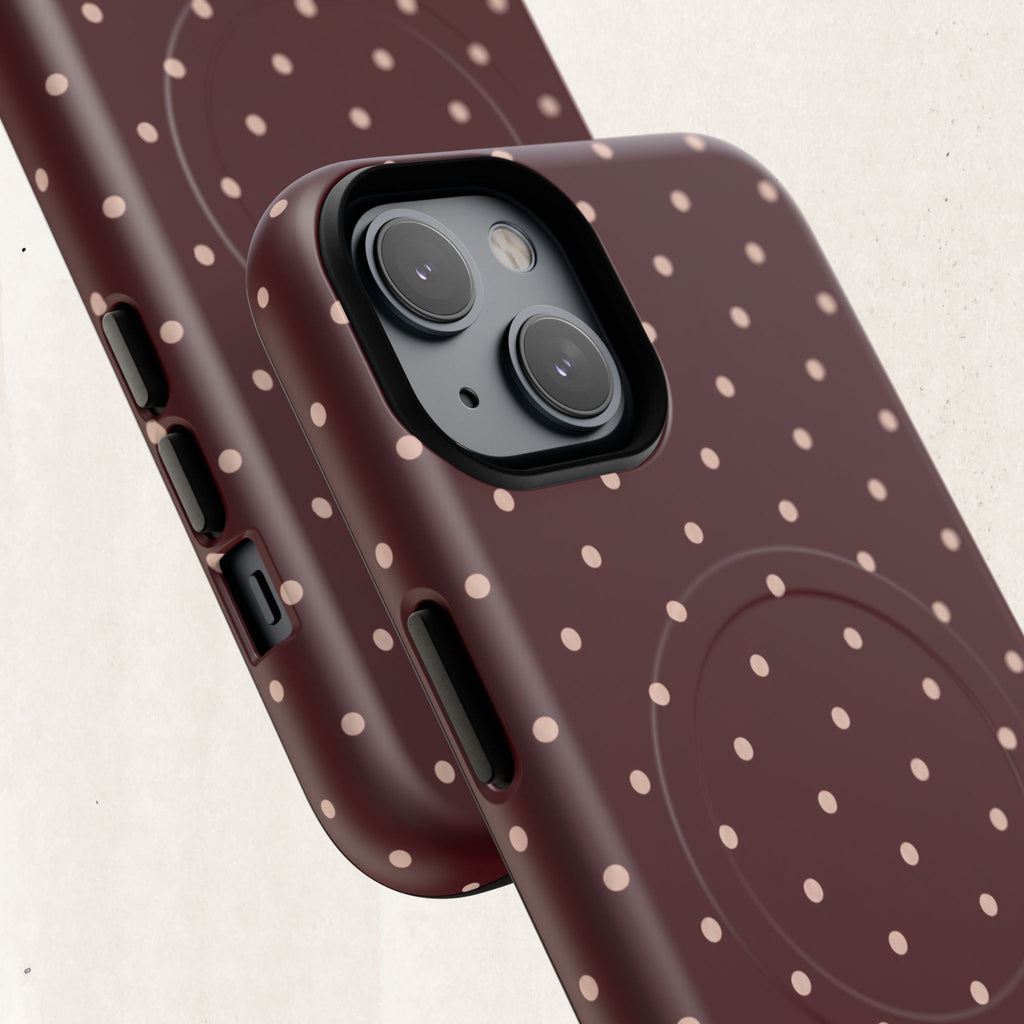 Burgundy Polka Dot Magnetic Phone Case Printify