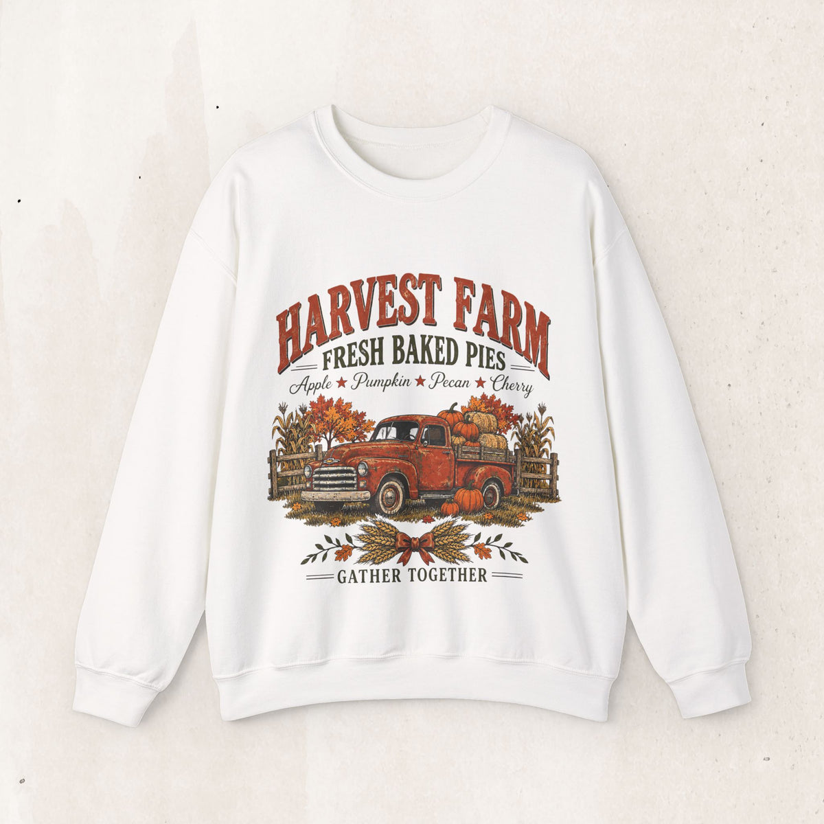 Harvest Farm Fresh Baked Pies Vintage Truck Sweatshirt, Thanksgiving Pumpkin Crewneck