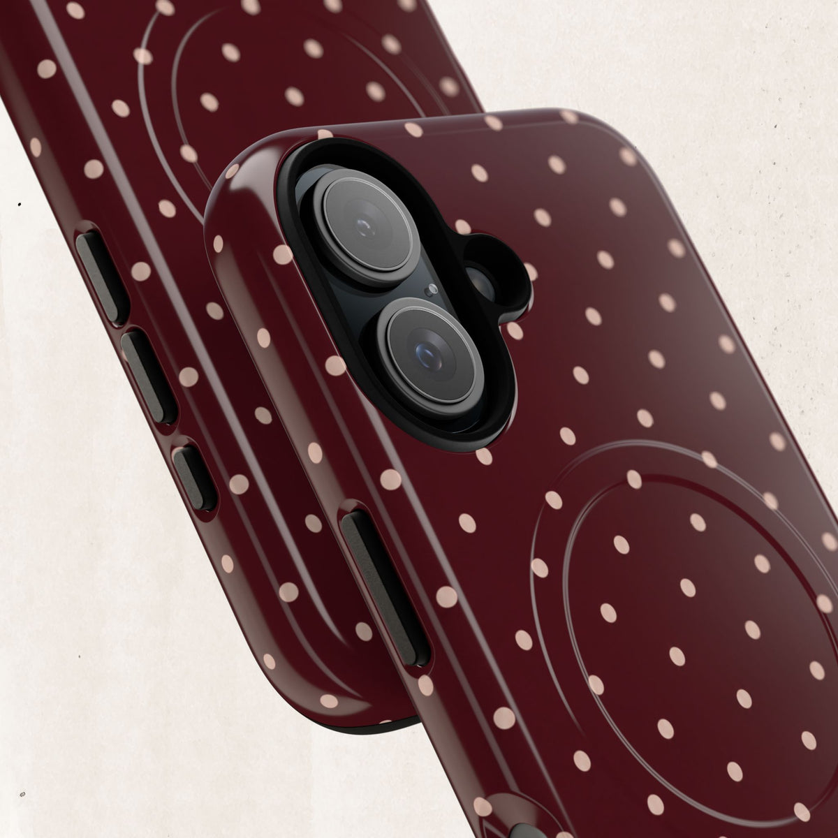 Burgundy Polka Dot Magnetic Phone Case Printify