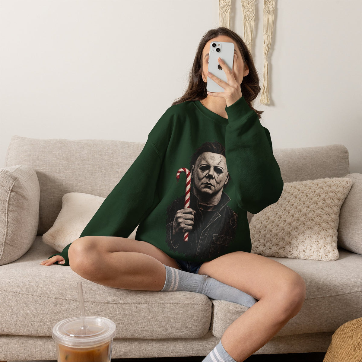 Michael Myers Candycane Crewneck Sweatshirt