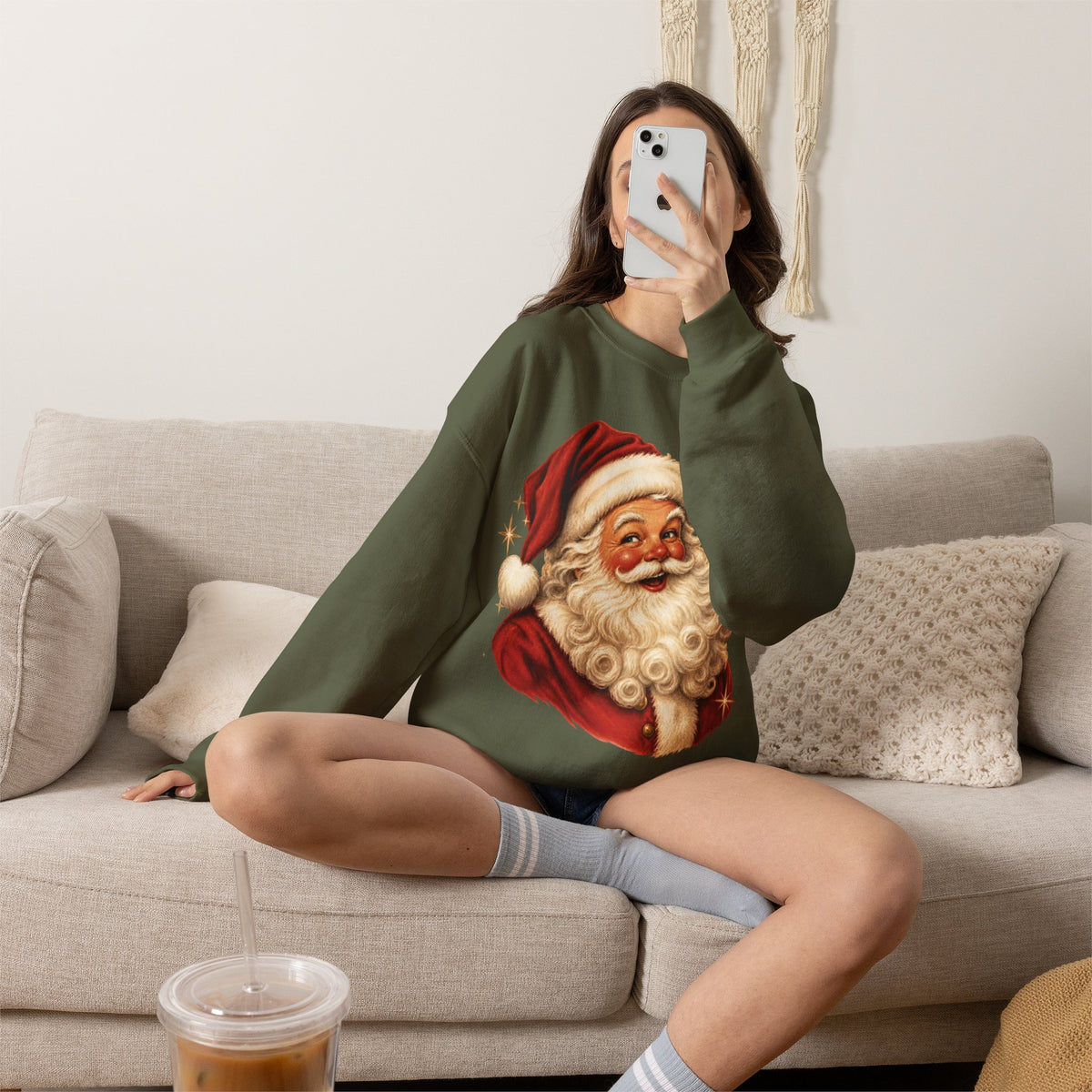 Vintage Santa Claus Crewneck Sweatshirt Printify