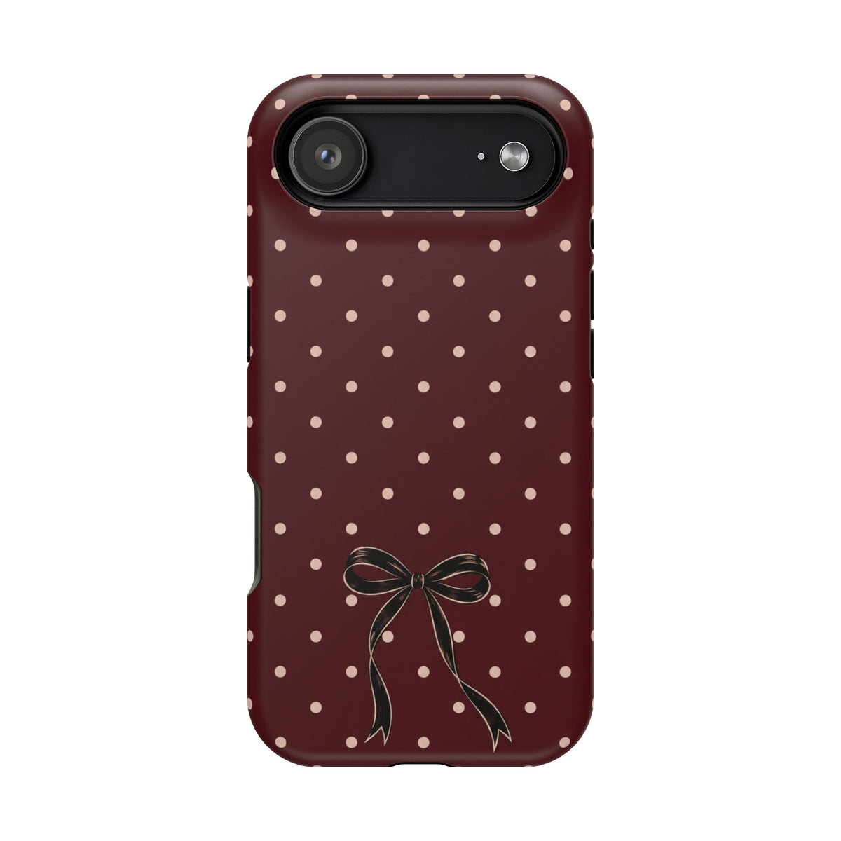 Burgundy Polka Dot Magnetic Phone Case, alternate view