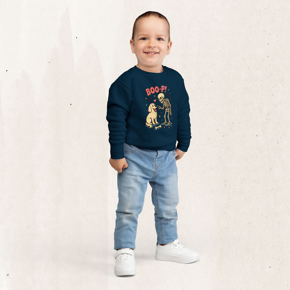 Skeleton & Puppy “BOO-P!” Toddler Sweatshirt