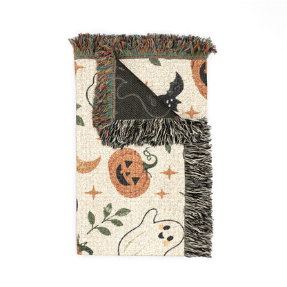 Halloween Ghost & Pumpkin Woven Blanket