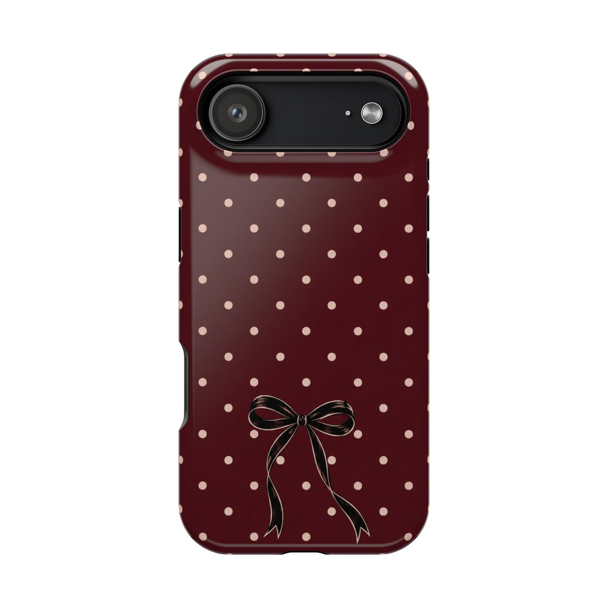 Burgundy Polka Dot Magnetic Phone Case, alternate view