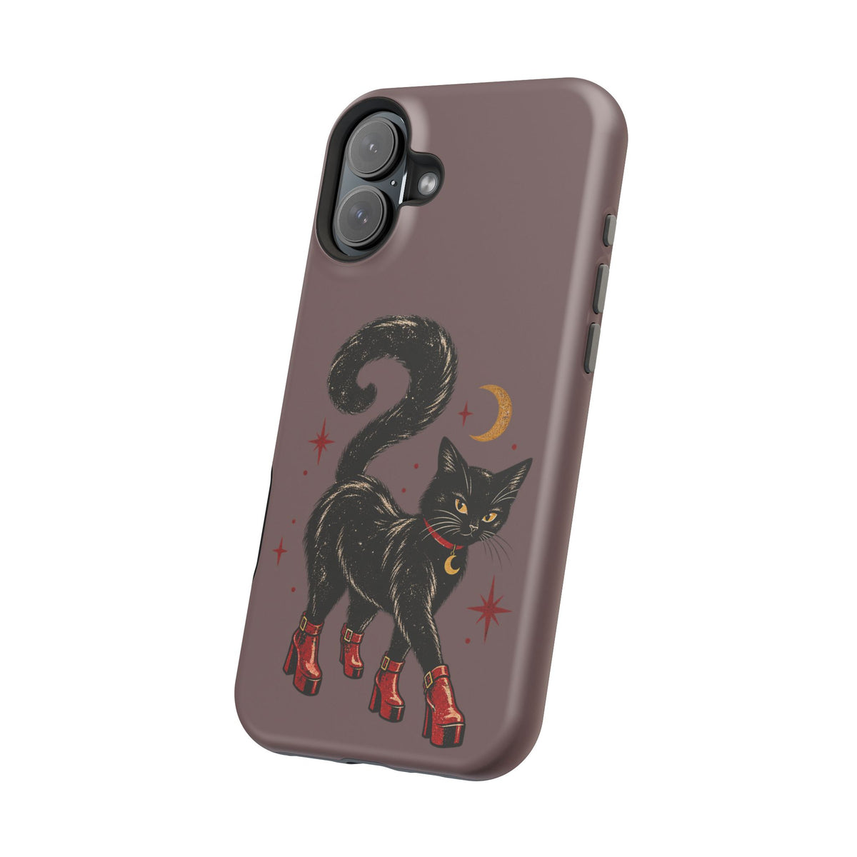 Black Cat in Red Boots MagSafe Phone Case, alternate view