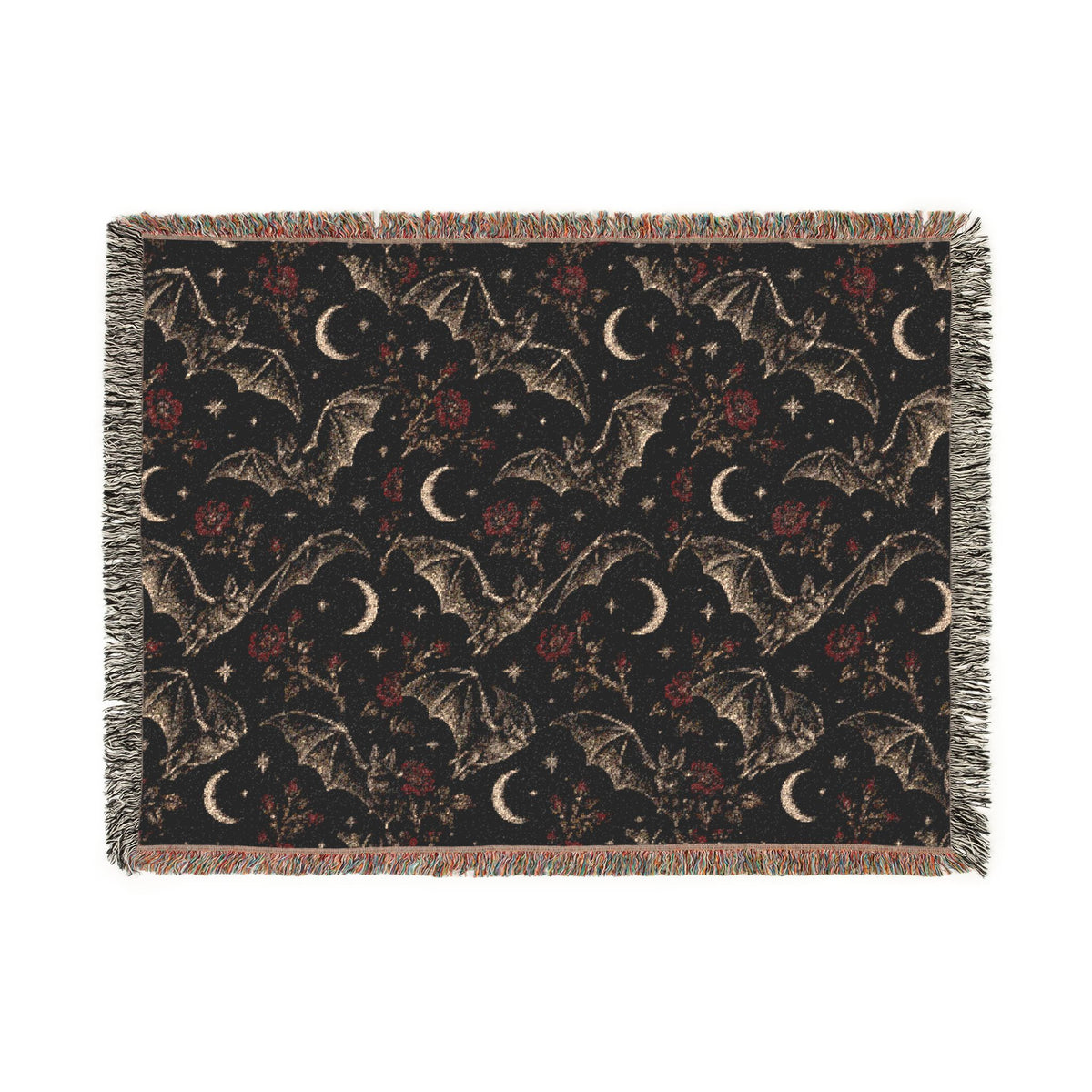 Gothic Bats Woven Throw Blanket Printify