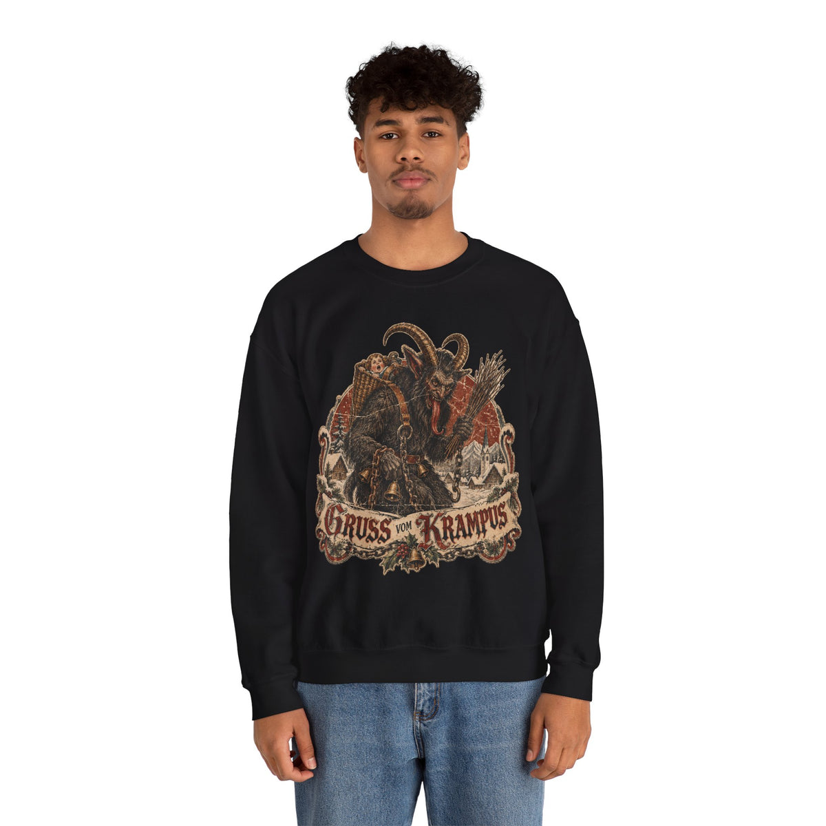 Gruss Vom Krampus Christmas Sweatshirt, Gothic Krampus Crewneck