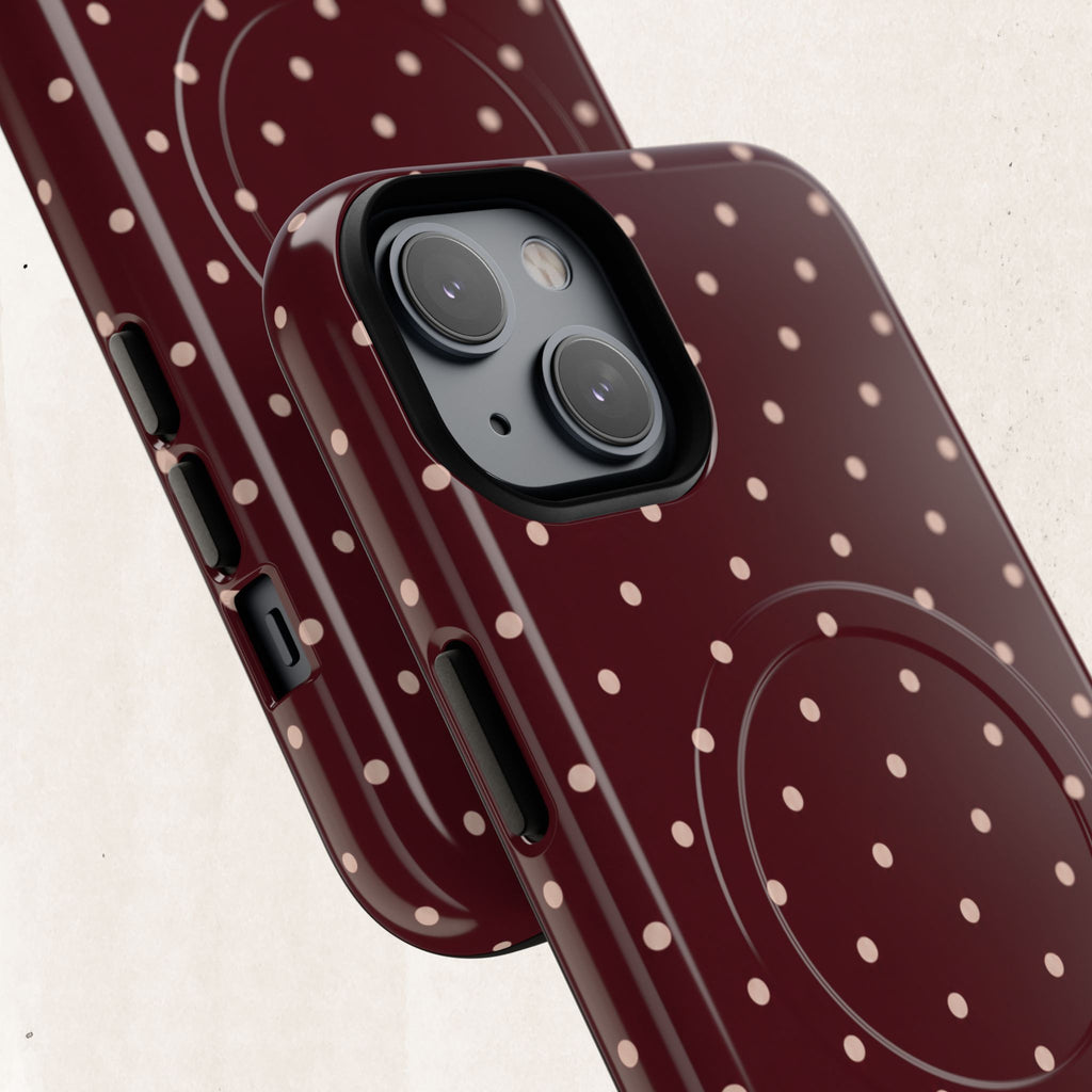Burgundy Polka Dot Magnetic Phone Case Printify