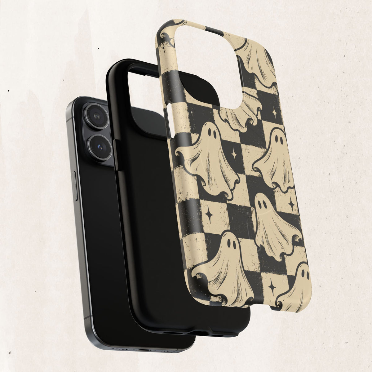 Ghost Checker Tough Magnetic Phone Case — Retro Spooky iPhone Cover Printify